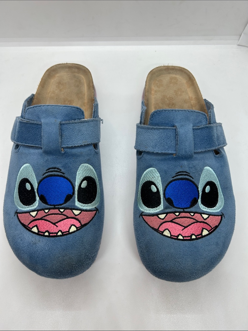 Disney Blue Stitch Suede Slip-On Clogs Size 8
